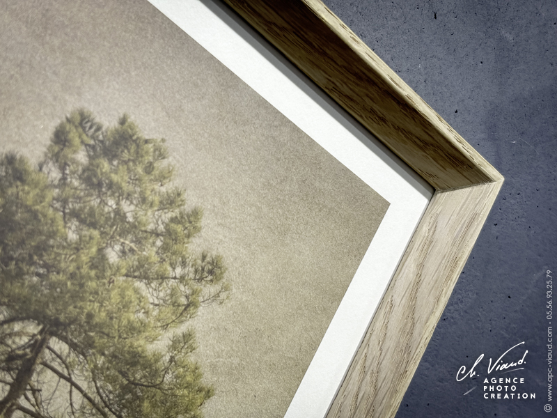 cadre chêne massif design pour un triptyque de gravures